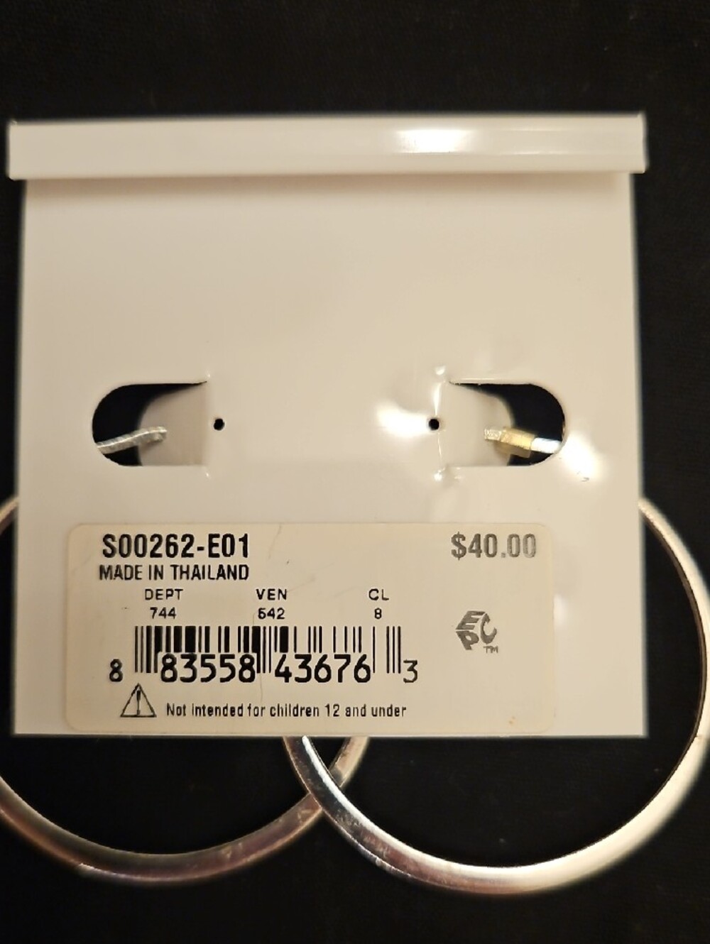 Sterling Silver-Plated Hoop Earrings - Silver - Picture 3 of 3